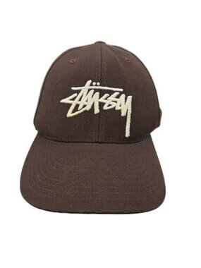 Stüssy Stussy Brown Embroidered Snapback Spellout Hat OSFM